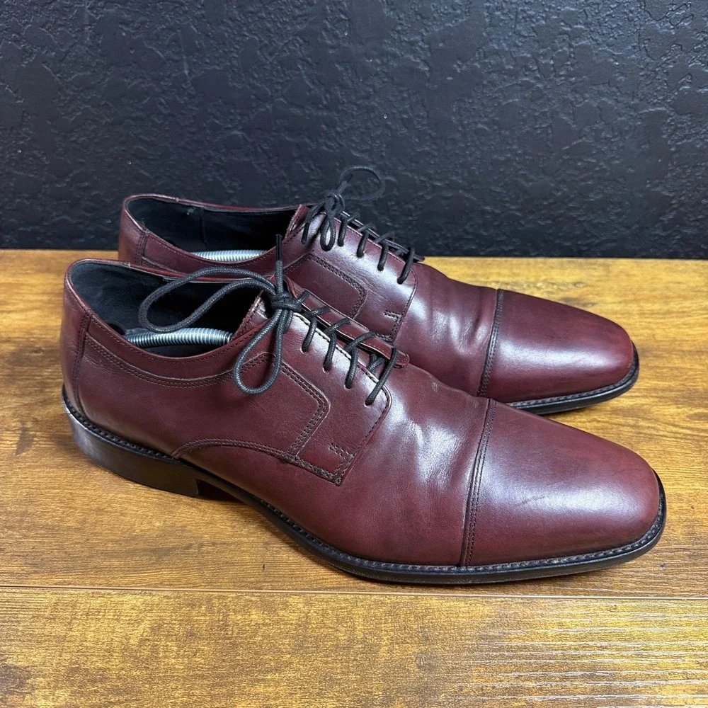 J. Murphy Johnston & Murphy 59-11703 Burgundy Leather Cap Toe Oxford Mens 13M